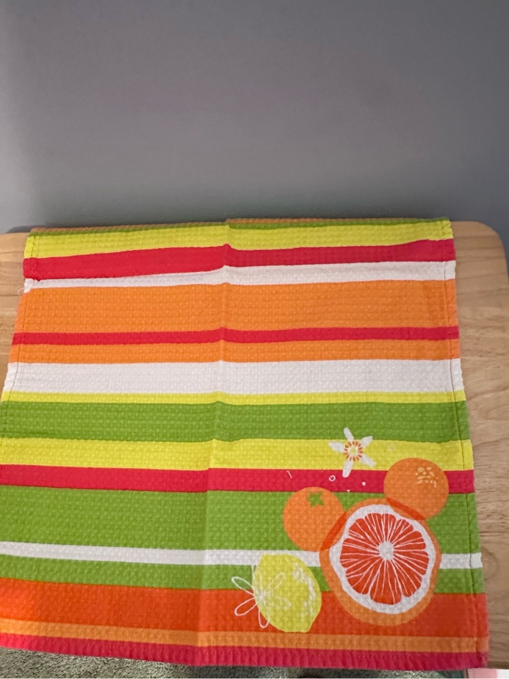 Bright Citrus Stripe Kitchen Towel - Orange, Green, Yellow